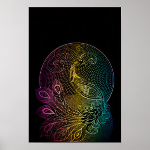 Colorful Art Nouveau Midnight peace-illustratie Poster