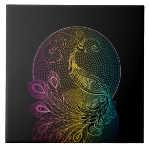 Colorful Art Nouveau Midnight peace-illustratie Tegeltje