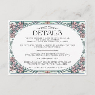 Colorful Art Nouveau Wedding Details Card (set #3) Informatiekaartje
