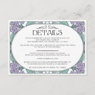 Colorful Art Nouveau Wedding Details Card (set #6) Informatiekaartje