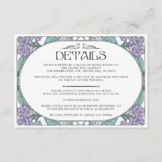 Colorful Art Nouveau Wedding Details Card (set #6) Informatiekaartje