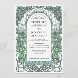 Colorful Art Nouveau Wedding Invitations (set #2) Kaart