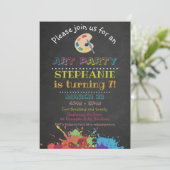 Colorful Art Party Ink Splash Chalkboard Birthday Kaart (Staand voorkant)