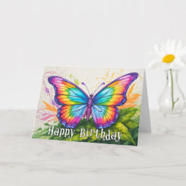 Colorful Artistic Butterfly Happy Birthday Kaart