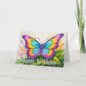 Colorful Artistic Butterfly Happy Birthday Kaart (Voorkant)