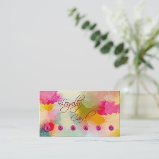 Colorful Artistic Loyalty Punch Kaart Visitekaartj (Staand voorkant)
