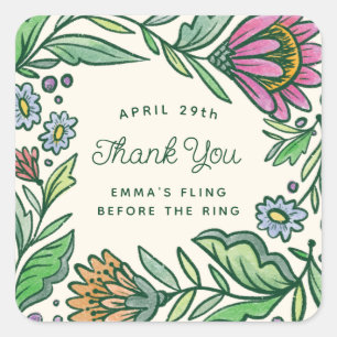 Colorful Artistic Scandi Vrijgezellenfeest Gift Fa Vierkante Sticker