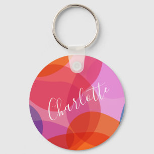Colorful Artsy Abstract Shapes Persoonlijke naam Sleutelhanger