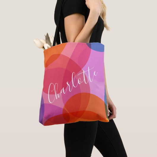 Colorful Artsy Abstract Shapes Persoonlijke naam Tote Bag (Dichtbij)