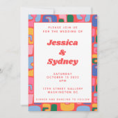 Colorful Artsy Modern Abstract Red Shapes Wedding Kaart (Voorkant)