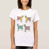 Colorful Artsy Rainbow Goats Cute Boerderij Animal T-shirt (Voorkant)