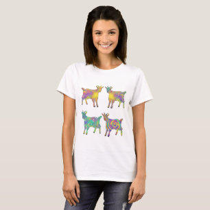 Colorful Artsy Rainbow Goats Cute Boerderij Animal T-shirt