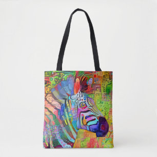 Colorful Artsy Zebra Tote Bag