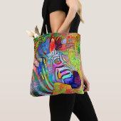Colorful Artsy Zebra Tote Bag (Dichtbij)