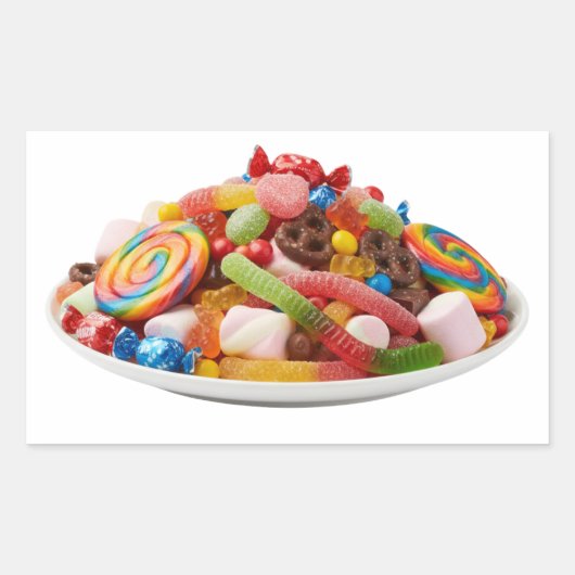Colorful Assorted Candies on Plate Sticker (Voorkant)