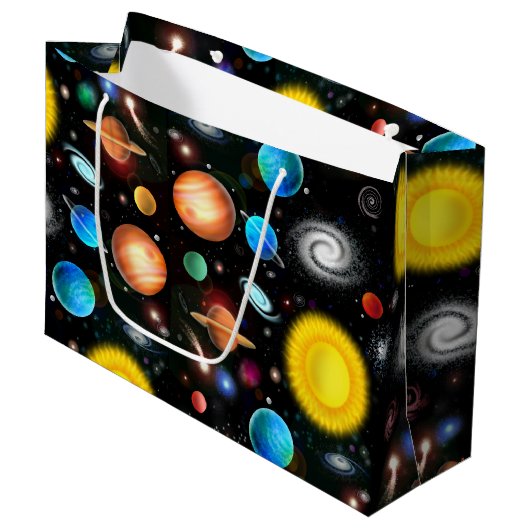Colorful Astronomy Space Gift Bag Groot Cadeauzakje (Voorkant Gekanteld)