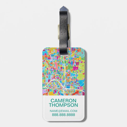 Colorful Atlanta Map Bagagelabel (Achterkant verticaal)