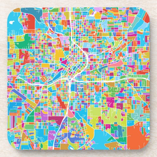 Colorful Atlanta Map Bier Onderzetter (Voorkant)