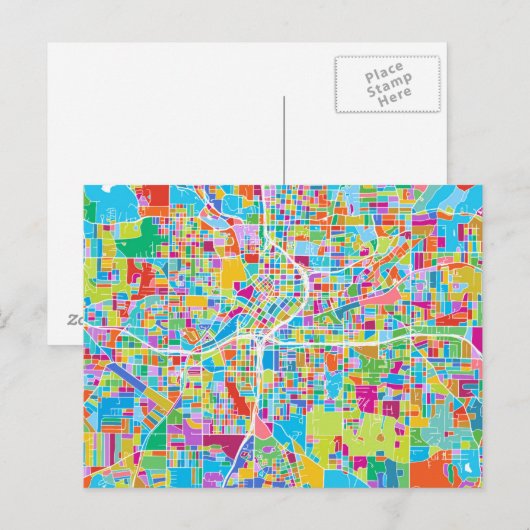Colorful Atlanta Map Briefkaart (Voorkant / Achterkant)