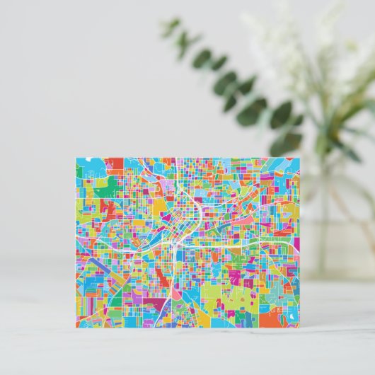 Colorful Atlanta Map Briefkaart (Staand voorkant)