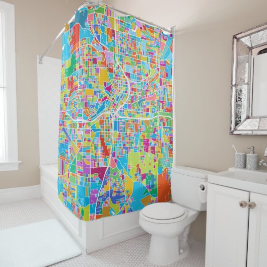 Colorful Atlanta Map Douchegordijn (In situ)
