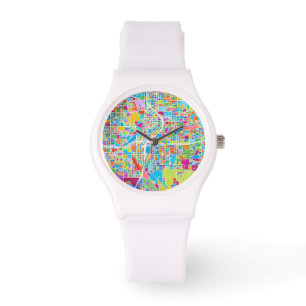 Colorful Atlanta Map Horloge