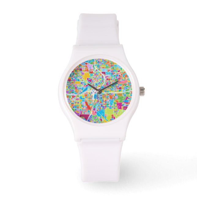 Colorful Atlanta Map Horloge (Voorkant)