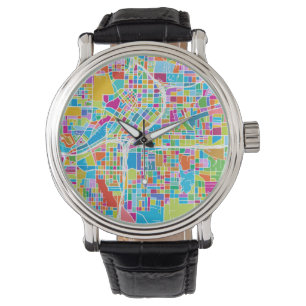 Colorful Atlanta Map Horloge