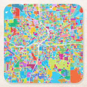 Colorful Atlanta Map Kartonnen Onderzetters