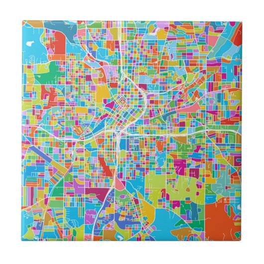 Colorful Atlanta Map Tegeltje (Voorkant)