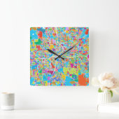 Colorful Atlanta Map Vierkante Klok (Huis)