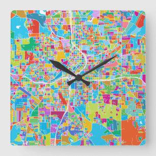 Colorful Atlanta Map Vierkante Klok