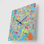 Colorful Atlanta Map Vierkante Klok (Hoek)