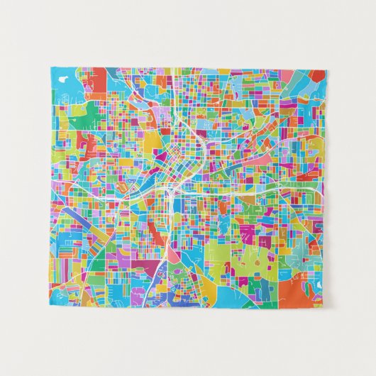 Colorful Atlanta Map Wandkleed (Voorkant (horizontaal))