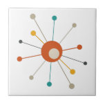 Colorful Atomic Era Starburst Mid Century Modern Tegeltje<br><div class="desc">Deze geweldige moderne decoratieve tegel uit het midden van de eeuw kenmerkt een atomaire uitbarsting in de kleuren blauwgroen blauw, rood, tan, geel en zwart. Dit zal een kleurrijke toevoeging aan uw het betegelen project maken!</div>