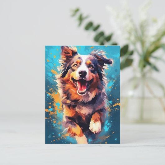Colorful Australian Shepherd Briefkaart (Staand voorkant)