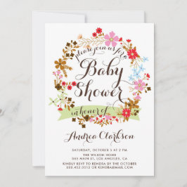 Colorful Autum Floral Wreator Herfst Baby shower Kaart