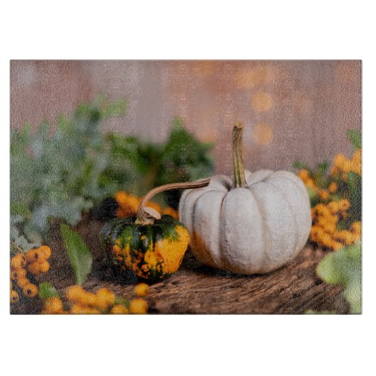 Colorful Autumn Bounty White Pumpkin Snijplank (Voorkant)