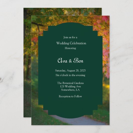 Colorful Autumn Day Wedding Celebration Kaart (Voorkant / Achterkant)