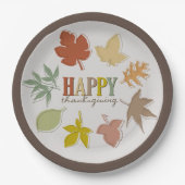 Colorful Autumn / Fall Leaves Happy Thanksgiving Papieren Bordje (Voorkant)