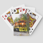 Colorful Autumn Foliage Diesel Locomotive Train Pokerkaarten (Achterkant)