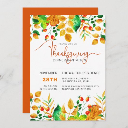 Colorful Autumn Foliage Thanksgiving diner Feestdagenkaart (Voorkant / Achterkant)