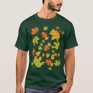 Colorful Autumn Forest Natuur Botanical Leaves Fal T-shirt