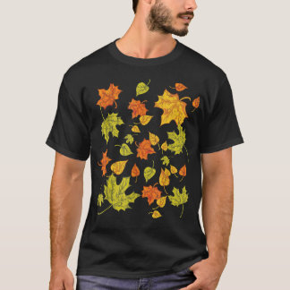 Colorful Autumn Forest Natuur Botanical Leaves Fal T-shirt