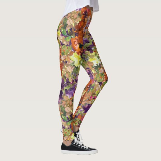 Colorful Autumn Herfst Floral Pattern Leggings (Rechts)