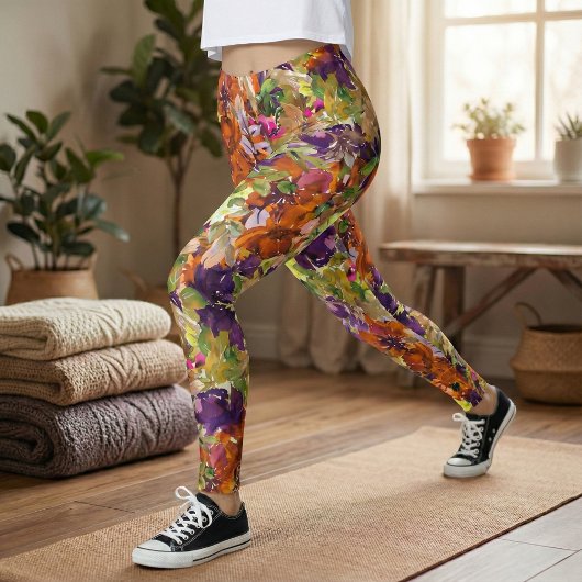 Colorful Autumn Herfst Floral Pattern Leggings