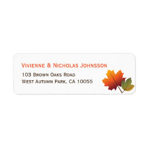 Colorful Autumn Herfst Maple laat Adresetiketten Etiket