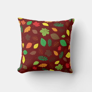 Colorful Autumn Leaves Burgundy Pattern Kussen