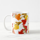 Colorful Autumn Leaves en Mushrooms Monogram Koffiemok (Links)