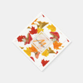 Colorful Autumn Leaves en Mushrooms Monogram Servetten (Hoek)